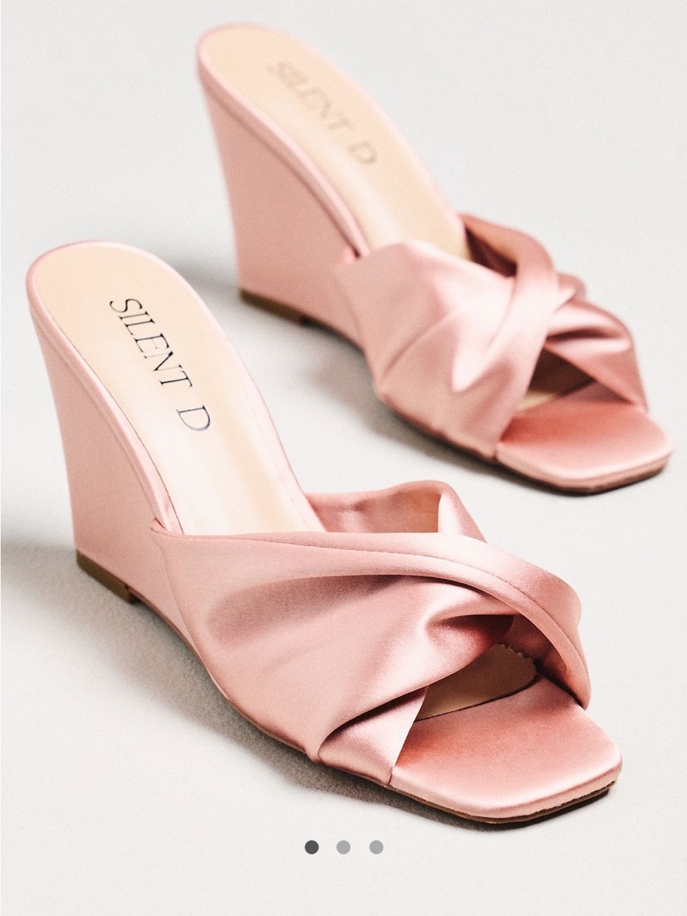 Pink Satin Wedge Sandals by Silent D from Anthropologie Never Worn Size 38 NWOT